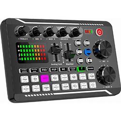 F998 Live Sound Card Audio Mixer Podcast, Voice Changer For Sound Effects Board For Microphone Karaoke