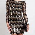 Charlotte Russe Dresses | Charlotte Russe Sequin Flapper Style Dress | Color: Black/Gold | Size: L