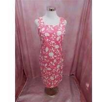 Petite Sophisticate Floral Sheath Dress Women 8P Pink Sleeveless