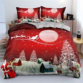 Christmas Snowman Pattern Bedding Sets Quilt Cover Without Filler, 2 / Full