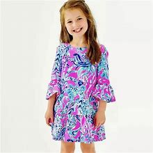 Lilly Pulitzer Sorrento Dress "Kids On The Dock" Girls Large 8-10