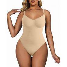 Wnvmwi Bodysuits For Women Tummy Control Seamless Body Shaping Support Vest Fashion Sleeveless Basic Corset Body Clothing Beige