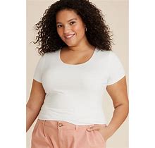 Maurices 4X Plus Size Women's Simply Smooth Double Layer Scoop Neck Top White