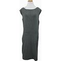 Athleta Micro Stripe Westwood Ruched Dress Womens Size M Gray Wool