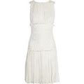 $2730 Oscar De La Renta Off White S13 Embroidered Chiffon Boucle Dress