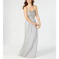 New $549 Adrianna Papell Women's Gray Sequin Beaded Chiffon Gown Dress Size 4