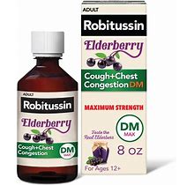 Robitussin Maximum Strength Cough And Chest Congestion Relief Syrup - Elderberry - 8.0 Fl Oz