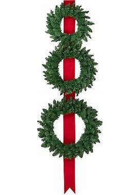 Northlight 3 Battery Operated Wreaths On Red Ribbon Christmas