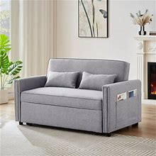 ROOM FULL Modern Linen Convertible Loveseat Sleeper Sofa Couch W/ Adjustable Backrest Polyester In Gray | 31.9 H X 54 W X 38.6 D In | Wayfair