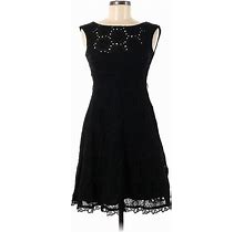 Nanette Lepore Casual Dress - A-Line Boatneck Sleeveless: Black Solid Dresses - Women's Size 0