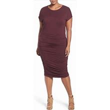 Vince Camuto Dresses | Nwt Vince Camuto Side Ruched Stretch Jersey Midi Dress Plus Size 2X | Color: Tan | Size: 2X