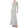 Mac Duggal Women's Illusion Sequin Gown - Platinum Gold - Size 18