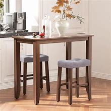 Nathaniel Home 3 Piece Table Set Counter Height Dining Furniture One Bench And Two Saddle Stools, Walnut