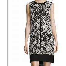 Vince Dresses | Vince Basketweave-Print Popover Silk Shift Dress Size 6 | Color: Black | Size: 6
