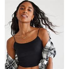 Aeropostale Womens' Seriously Soft Scoop-Neck Cropped Cami - Black - Size M - Cotton - Teen Fashion & Clothing - Shop Spring Styles