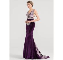 JJ's House Evening Dress Grape Sleeveless Long V-Neck Mermaid 2024