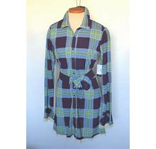 Mandee Vintage Stile Shirt Long Sleeve Plaid Dress Size Large