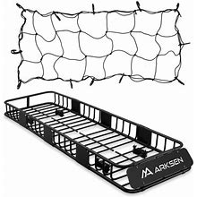 Arksen 84"X23"X6" Long And Narrow Car Roof Rack Cargo Carrier Rooftop Basket & Net, Heavy Duty Weather Resistant Luggage & Camping Gear Storage For Ca