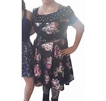 Knit Works Dresses | Knit Works Metallic & Pearl Floral Off The Shoulder Plus Sz Girls A-Line Dress | Color: Black/Purple | Size: 20 1/2