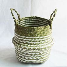 Forzero Handmade Bamboo Storage Baskets Foldable Laundry Straw Patchwork Wicker Rattan Seagrass Belly Garden Flower Pot Planter Basket
