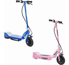 Razor E100 & E125 Kids Ride On 24V Motorized Battery Powered Electric Scooter Toy, Speeds Up To 10 MPH With Brakes And Pneumatic Tires, Blue & Pink