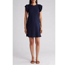 T Tahari Ruffle Sleeve Cotton Dress - Blue - Mini Dresses Size Small