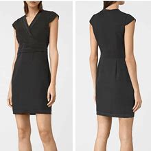 Allsaints Womens Codia Little Black Dress Faux Wrap V-Neck Sleeveless Size 4 NWT