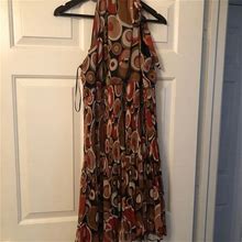 Ashley Stewart Dresses | Beautiful No Sleeve Dress! It Ties On The Neck! | Color: Brown/Cream | Size: 14