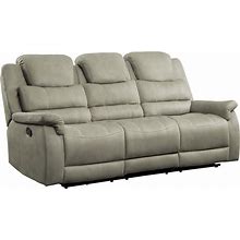 Homelegance Shola Gray Double Reclining Sofa With Drop Down Table - Gray 9848GY-3 Contemporary And Modern Style, Microfiber Material