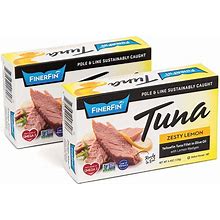 Finerfin Yellowfin Tuna In Organic Olive Oil - Zesty Lemon Flavor (4.4Oz Can - 2 Pack) Premium Canned Fish With EVOO, Keto Friendly, Gourmet