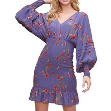 Astr Dresses | Dolman Smocked Long Sleeve Minidress | Color: Blue/Red | Size: M
