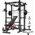Flybird Soaring Falcon Multi-Purpose Barbell, Soaring Falcon+Power Rack+Pro Weight Bench+Cast Iron Plates 230Lb Set