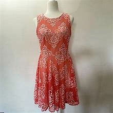 Danny & Nicole Elegant Pink Floral Lace Sleeveless Fit & Flare Dress