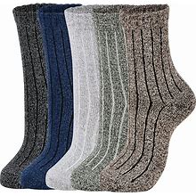 Clothclose 5 Pairs Wool Socks - Winter Warm Wool Socks For Women/Men, Super Soft Crew Socks Boot Socks, Thick Knit Cabin Cozy Wool Socks Gifts For Wo