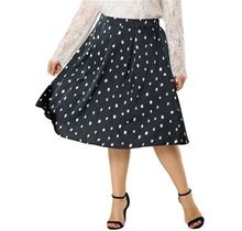 Agnes Orinda Women's Plus Size A Line Dots Elastic Waist Knee Length Midi Skirt