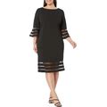 Calvin Klein Women's Plus Size Bell Sleeve Sheath With Sheer Inserts Dress