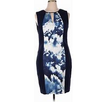 Kay Unger Casual Dress - Sheath Crew Neck Sleeveless: Blue Color Block Dresses - Women's Size 16