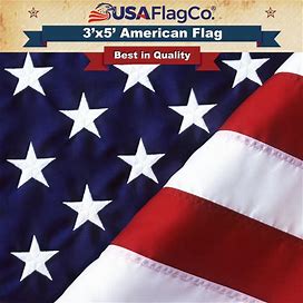 American Flags For Outside 3X5 - USA Flag Co. American Flag 3X5 Heavy Duty Outdoor Made In USA With Embroidered Stars And Sewn Stripes, This US Flag