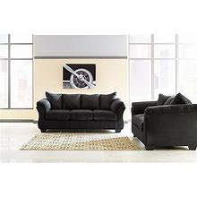 Ashley Furniture Signature Design - Darcy Contemporary Microfiber Loveseat - Black
