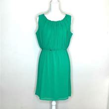 Emma & Michele Dresses | Emma & Michelle Pleated Blouson Chiffon Dress | Color: Green | Size: 14