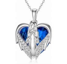 LONAGO Guardian Angel Necklace With Heart Crystal Form Australia Sterling Silver Gift For Wife Mother Grandmother Daughter