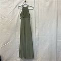 Asos Womens Gown Dress Green Pleated Halter Neck Zipper Empire Waist 4