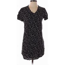 Cloth & Stone Casual Dress - Shift V Neck Short Sleeves: Black Polka Dots Dresses - Women's Size X-Small