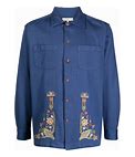 Nudie Jeans - Floral-Embroidery Cotton Shirt - Men - Cotton - XS - Blue