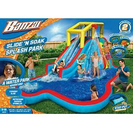 Banzai 90321 Slide N Soak Splash Park Inflatable Outdoor Kids Play