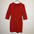 J. Crew Dresses | J Crew Sheath Dress Size 0 Womans Red Wool Blend 3/4 Sleeve Back Zip Lined | Color: Red | Size: 0
