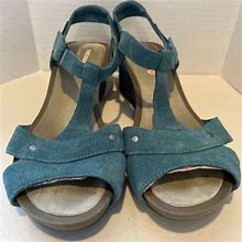Merrell Revalli Aqua Blue Suede Leather Strap Sandals Women Size 9.