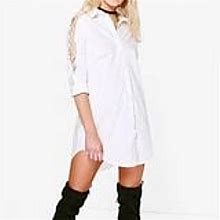 Boohoo Dresses | Petite Lace Up Shirt Dress | Color: White | Size: Xs