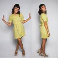 Adorable 1960'S Yellow Baby Doll Short Dress W Flowers - Small, Medium