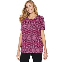 Plus Size Women's Suprema® Ultra-Soft Scoopneck Tee By Catherines In Pink Medallion (Size 2X)